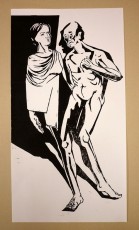 Kopie von Alter Ego und Helvetia ll,r, Holzschnitt 32x62cm