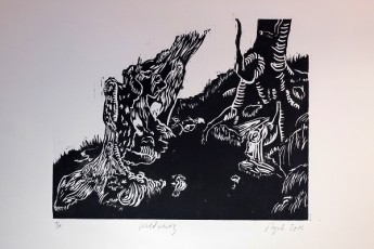 Waldwurz, Holzschnitt, 2016,web